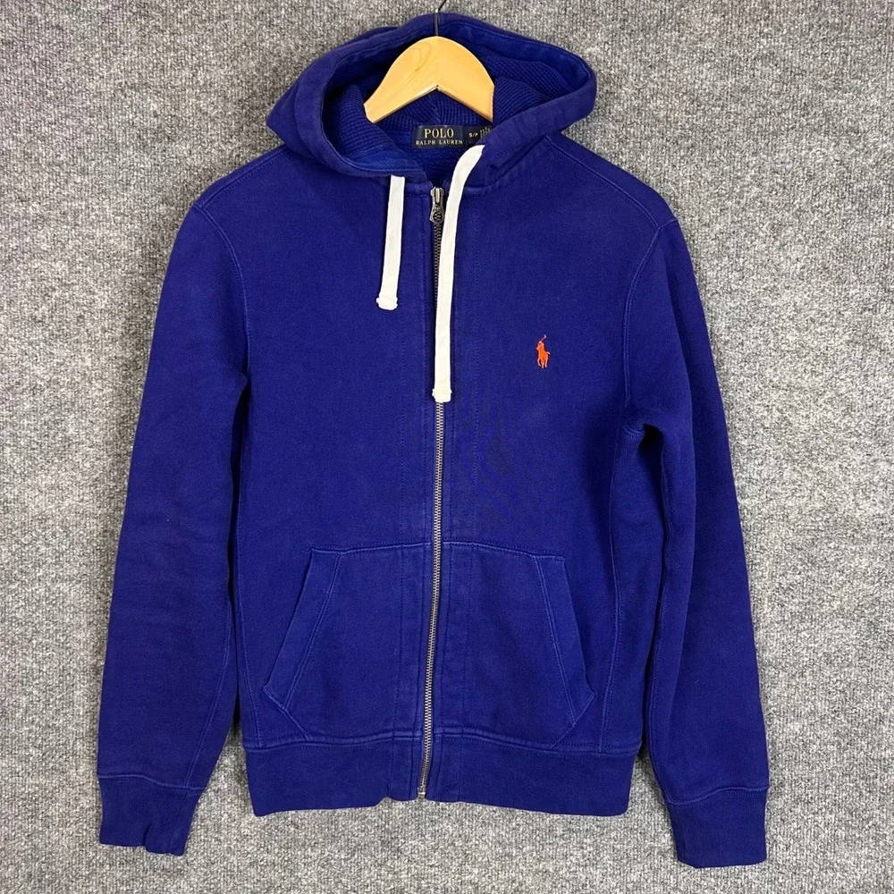 Polo Ralph Lauren Full Zip Heavy Hoodie Mens Small Blue Excellent Pony Logo